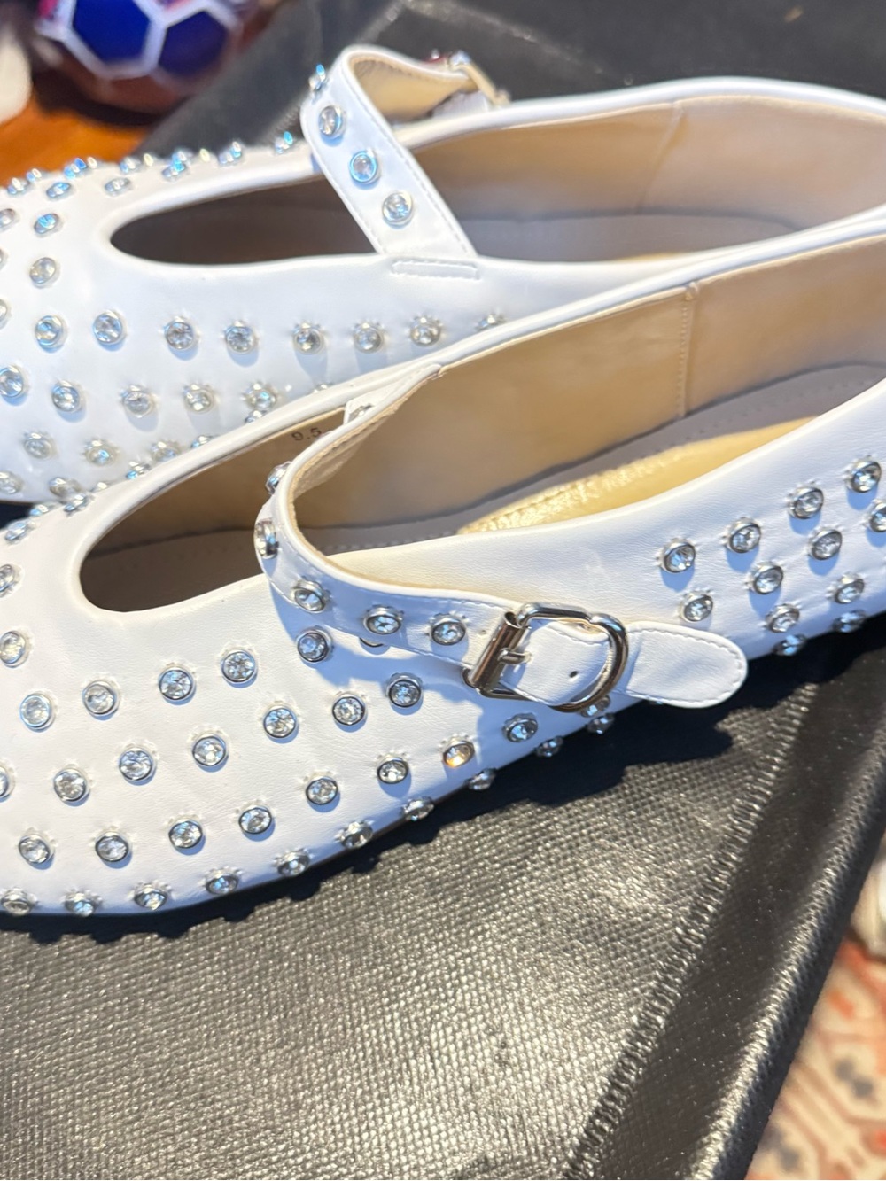 Amazon White Jeweled Mary Jane Flats - Picture 3 of 8